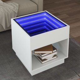 Masuta de cafea cu LED infinity, alb, 50x50x50 cm GartenMobel Dekor