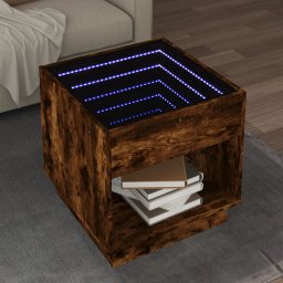 Masuta de cafea cu LED infinity, stejar fumuriu, 50x50x50 cm GartenMobel Dekor