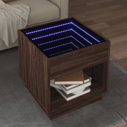 Masuta de cafea cu LED infinity, stejar maro, 50x50x50 cm GartenMobel Dekor