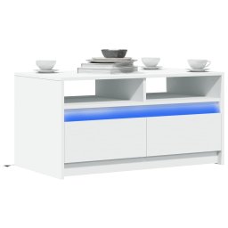 Masuta de cafea cu lumini LED, alb, lemn prelucrat GartenMobel Dekor
