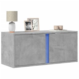Comoda TV de perete cu lumini LED, gri beton, 80x31x35 cm GartenMobel Dekor