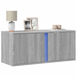Comoda TV de perete cu lumini LED, gri sonoma, 80x31x35 cm GartenMobel Dekor