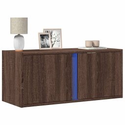 Comoda TV de perete cu lumini LED, stejar maro, 80x31x35 cm GartenMobel Dekor