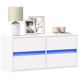 Comoda TV de perete cu lumini LED, alb, 100x31x45 cm GartenMobel Dekor