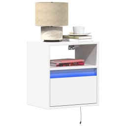 Comode TV de perete cu lumini LED, 2 buc., alb, 41x31x45 cm GartenMobel Dekor