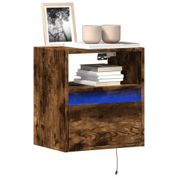 Comoda TV de perete cu lumini LED, stejar fumuriu, 41x31x45 cm GartenMobel Dekor