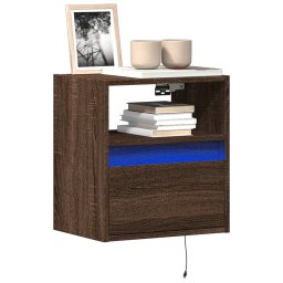 Comoda TV de perete cu lumini LED, stejar maro, 41x31x45 cm GartenMobel Dekor
