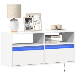 Comoda TV de perete cu lumini LED, alb, 100x31x45 cm GartenMobel Dekor