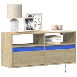 Comoda TV de perete cu lumini LED, stejar sonoma, 100x31x45 cm GartenMobel Dekor