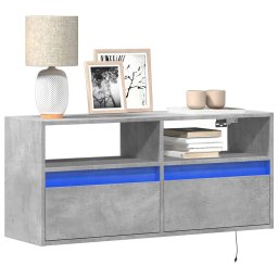 Comoda TV de perete cu lumini LED, gri beton, 100x31x45 cm GartenMobel Dekor