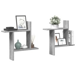 Rafturi de perete 2 buc. gri sonoma, 50x12x50 cm lemn prelucrat GartenMobel Dekor