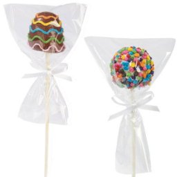 Pungi XS CakePops LolliPops, Celofan Transparent si Panglici, 10.8xH17.7cm, Set 12+12 Buc