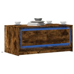 Masuta de cafea cu lumini LED, stejar fumuriu, lemn prelucrat GartenMobel Dekor