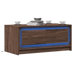 Masuta de cafea cu lumini LED, stejar maro, lemn prelucrat GartenMobel Dekor