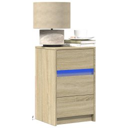 Noptiera cu lumini LED, stejar sonoma, lemn prelucrat GartenMobel Dekor