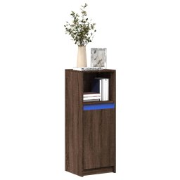 Dulap cu LED, stejar maro, 38x34x100 cm, lemn prelucrat GartenMobel Dekor