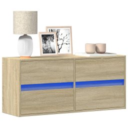 Comoda TV de perete cu lumini LED, stejar sonoma, 100x31x45 cm GartenMobel Dekor