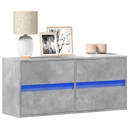 Comoda TV de perete cu lumini LED, gri beton, 100x31x45 cm GartenMobel Dekor