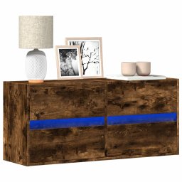 Comoda TV de perete cu lumini LED, stejar fumuriu, 100x31x45 cm GartenMobel Dekor