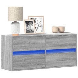 Comoda TV de perete cu lumini LED, gri sonoma, 100x31x45 cm GartenMobel Dekor