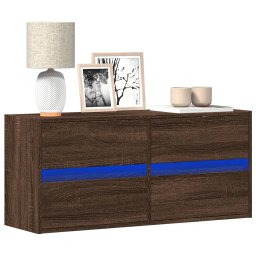 Comoda TV de perete cu lumini LED, stejar maro, 100x31x45 cm GartenMobel Dekor