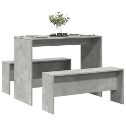 Set masa si banci bucatarie, 3 piese, gri beton, lemn prelucrat GartenMobel Dekor
