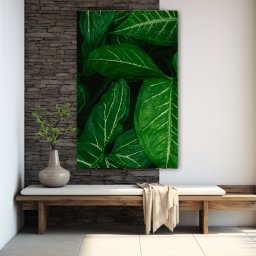Tablou Vegetatie - Frunze tropicale in verde vibrant (072)