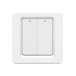 Intrerupator Smart Techstar®, Wireless 2.4GHz, Button cu Revenire, Design Classic, Iluminare LED, 2 Faze, cu NUL, Alb