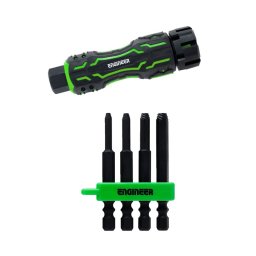 Set 4 extractori ENGINEER pentru suruburi imbus deteriorate 2,5-5 mm, biti 65 mm si maner compact, Fabricat in Japonia DZ-86