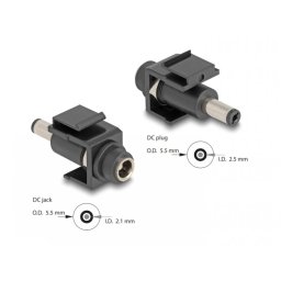 Keystone DC 5.5 x 2.1mm la DC 5.5 x 2.5mm M-T Negru, Delock 84163
