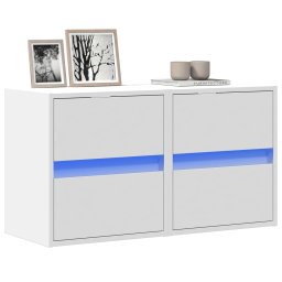 Comode TV de perete cu lumini LED, 2 buc., alb, 41x31x45 cm GartenMobel Dekor