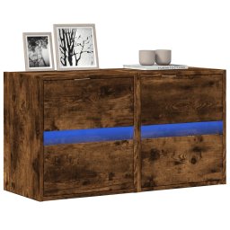 Comoda TV de perete cu LED, 2 buc. stejar fumuriu, 41x31x45 cm GartenMobel Dekor