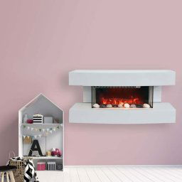 Semineu electric 3D ElectricSun Paula alb mic, cu sunet, 10 culori, Wi-Fi cu APP internet L81xH41x22cm