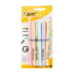 Textmarker Bic Highlighter Grip, culori pastel, 6/set