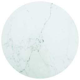 Blat masa alb Ø60x0,8 cm, sticla securizata cu design marmura GartenMobel Dekor