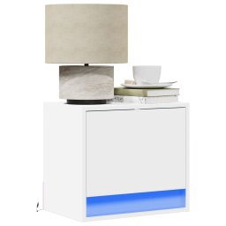 Noptiere montate pe perete cu lumini LED, 2 buc., alb GartenMobel Dekor
