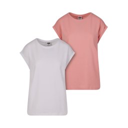 Urban Classics Tricou alb kitt / portocaliu somon