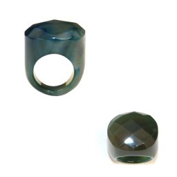 Inel Agata Colorata Minerala Naturala - Diametru Gaura 54 mm - Ovala Fatetata 33-35 x 26-29 x 20-22 mm - 1 Buc