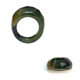 Inel Agata Colorata Minerala Naturala - Diametru Gaura 56-63 mm - Ovala Fatetata 33-35 x 28-31 x 14-16 mm - 1 Buc