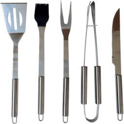 Ustensile gatit Set 5 ustensile gratar, FZG 9016, Otel inoxidabil, Gri