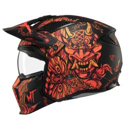 Casca MT Streetfighter SV S B5 Hellish rosu mat (ochelari soare integrati) - masca (protectie) barbie si cozoroc detasabile - omologare noua ECE 22.06