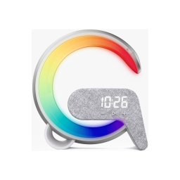 Lampă LED RGB dimabilă cu ceas deșteptător și încărcare Qi Immax 08987L 30W/230V argintiu