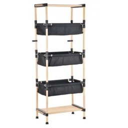 Mobilier interior Raft modular din lemn cu 3 cosuri din material textil, 120 cm, Seowood
