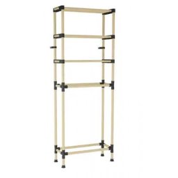 Mobilier interior Raft modular din lemn cu 3 etajere si cos de rufe din material textile, Seowood