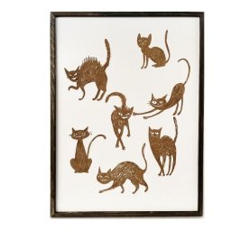 Mobilier interior Tablou de perete Deco Art Studio Casa, Rama lemn, Design Pisici, 70 x 50 cm, Maro / Alb