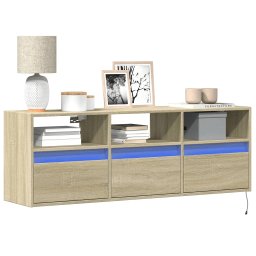 Comoda TV de perete cu lumini LED, stejar sonoma, 130x31x45 cm GartenMobel Dekor