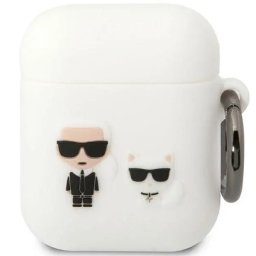 Husa Husa telefon Karl Lagerfeld pentru Airpods 1/2, Karl Lagerfeld and Choupette, Silicon, Alb