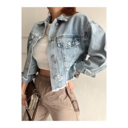 90767 Dewberry Ice Blue Laser Denim Jacket-BLUE