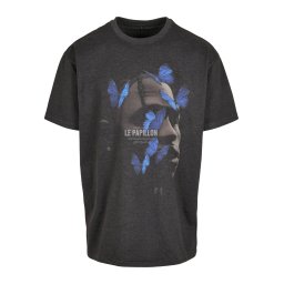 MT Upscale Tricou 'Le Pappilon' albastru / gri metalic / gri deschis