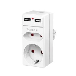 PRIZA LOGILINK, Schuko x 1, Euro Socket x 1, USB x 2 5 V/2.1 A, max. 10.5 W, 230 V/16 A, 50 Hz, max. 3680 W, IP20, LED activate, alb "PA0276" (include TV 0.18lei)